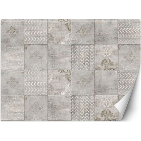 Fototapete Graue Fliesen Beton Ornament 450x315 cm (1/5)