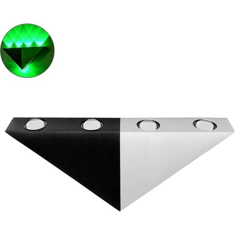 Lámpara de pared atractiva, de alto brillo, ligera, con forma de triángulo 3D, ideal para pasillos y decoración del hogar (verde).