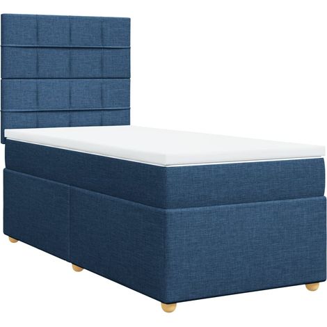 Maison Exclusive - Cama box spring con colchón tela azul 90x190 c (1/5)