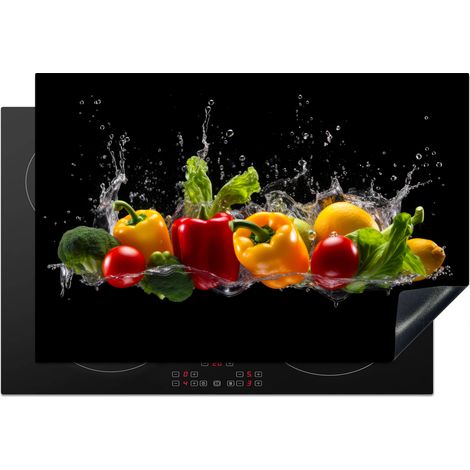 Induction Hob Protector Bell bell pepper - Water - Vegetable - Black 77x51 cm (1/5)