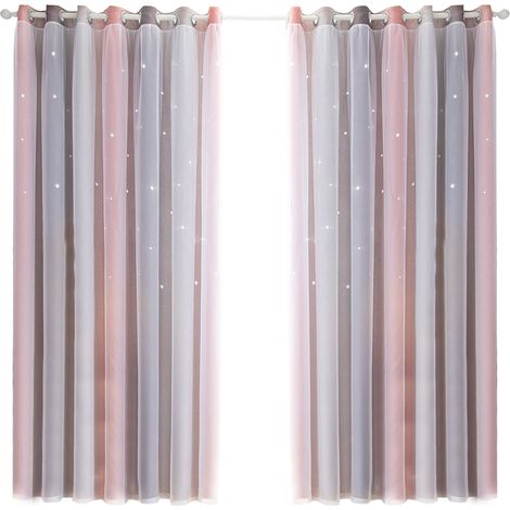 Rideau Occultant Chambre Double Épaisseur Dégradé Avec Étoiles Isolant Phonique Et Thermique Polyester pour Salon (1/5)