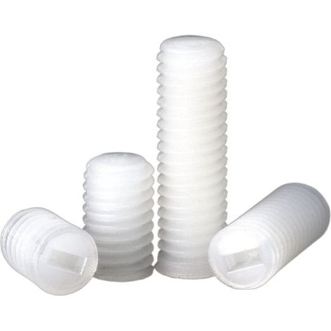 50 pcs M3 M4 M5 M6 M8 Vis à tête Fendue en Plastique en Nylon Blanc Vis sans tête à Pointe Plate (Color : 50pcs, Size : M4 x 10mm) (1/4)