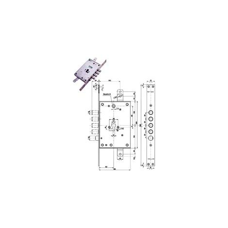 SERRATURA TRIPLICE INFILARE CON SCROCCO CIL. EUROPEO BLINDATE 85771/28  mm.63 SX (85771S28N)    MOTTURA