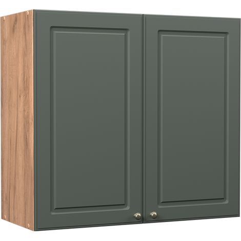Pensile da cucina Fame-Line, Verde-oro rustico/Rovere dorato, 80 cm, Vicco
