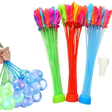 3 Pack Reusable Water Balloons, 111 Pieces Self-Sealing Quick Fill Colorful Kids (1/5)