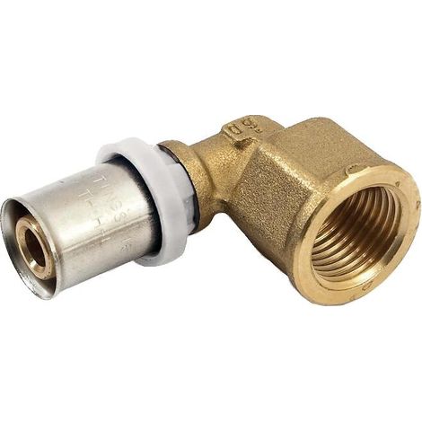 Coude 90° à sertir pour tube multicouche Acopex Alu diamètre nominal 32 avec sortie femelle 1'' (26x34) - THERMACOME