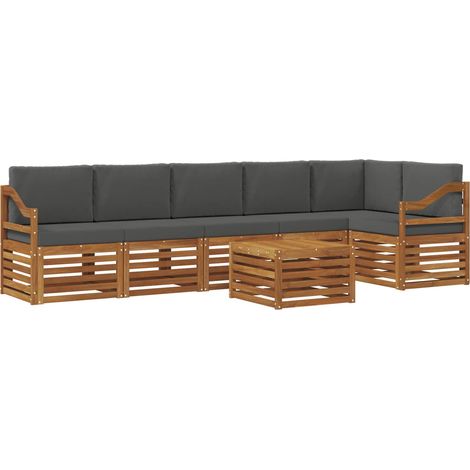 Conjunto de sofás de exterior 7 uds. Natural y Antracita vidaXL (1/5)