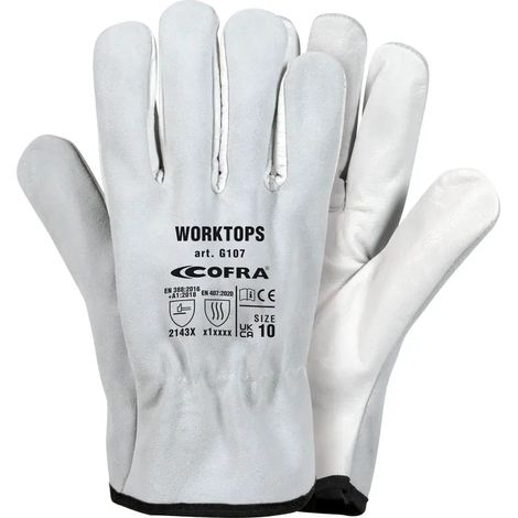 Guanti in Pelle Fiore Crosta Cofra Worktops Bianco 10