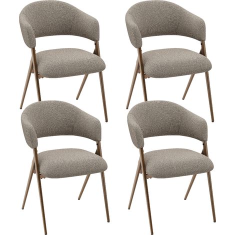 COLAMY Lot de 4 Chaises de Salle à Manger Vintage,Dossier Ergonomique,Cadre en Métal Solide et Durable,Revêtement en Tissu Marron (1/5)