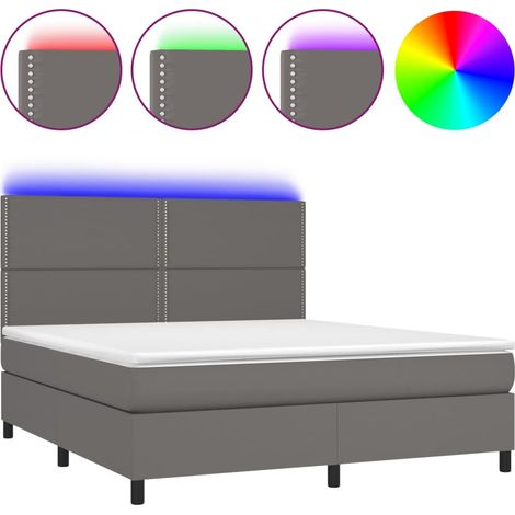 Maison Exclusive - Boxspringbett mit Matratze & LED Grau 180x200