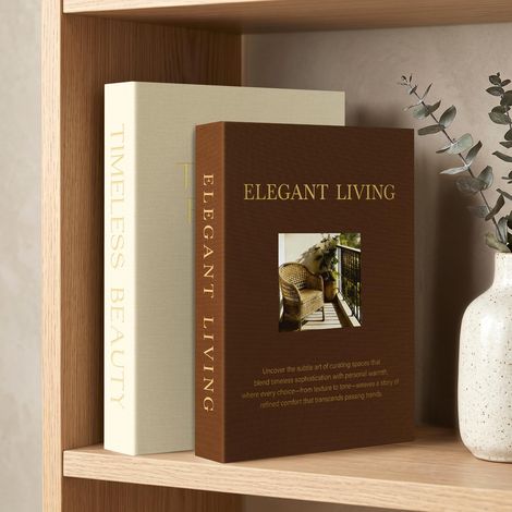 Livres décoratifs pour décoration d'intérieur – Lot de 2 boîtes modernes en lin synthétique pour table basse, bibliothèque et cheminée – Faux livres esthétiques avec rangement caché (1/5)