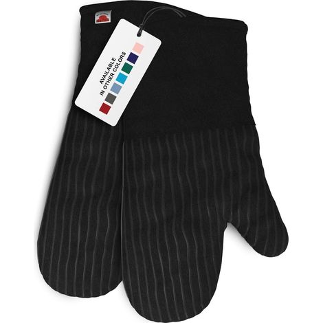 Mini guantes de silicona para horno - Juego de 2 piezas negros - Guantes de cocina resistentes al calor, almohadillas aislantes del calor de calidad profesional, adecuadas para cocinar y hornear.