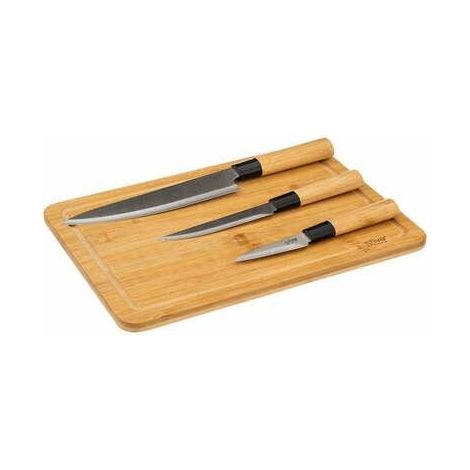 Set aus BAMBUSBRETT und 3 MESSER in verschiedenen Größen (1/5)