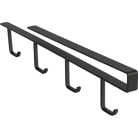 Wenko – Schrankbecherhalter mit 4 schwarzen Metallhaken – Feuchtigkeitsbeständig – Bohrfreie Montage – Optimale Becheraufbewahrung (1/5)