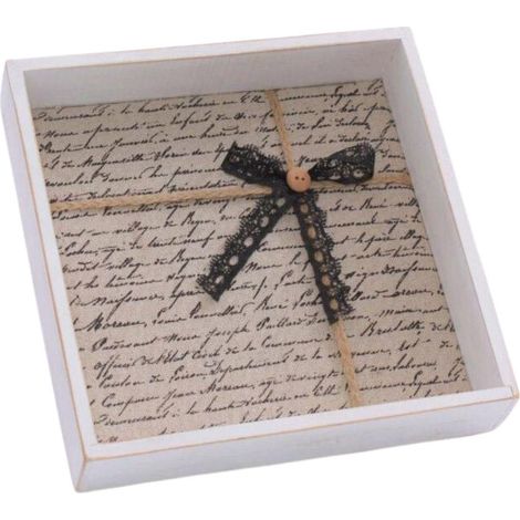 Vuotatasche in legno e stoffa, 24x24x5 cm (kit da 5)