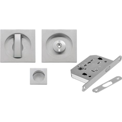 SERRATURA PORTA SCORREVOLE KIT QUADRO CROMO SATINATO