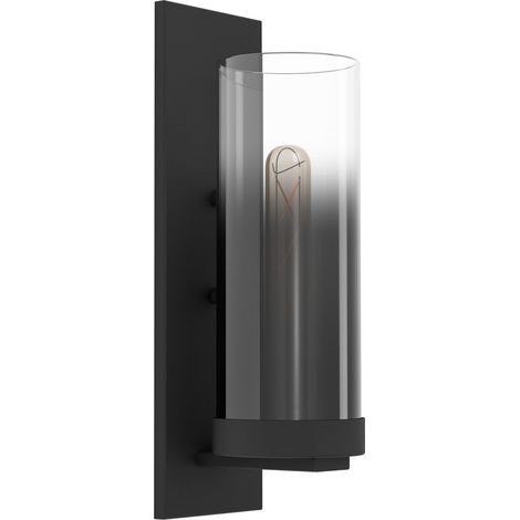 Applique murale, verre fumé, lampe de chambre métal noir (1/4)