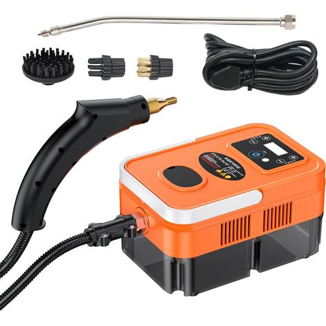 Nettoyeur vapeur à main multi-surfaces avec 4 accessoires écran tactile 6 niveaux réglables vapeur rapide 15s nettoyage profond poignée portable réservoir 1200ml/40.5oz canapé fenêtre vitre cuisine po (1/3)