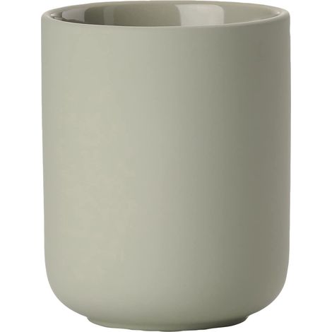 Zone Denmark Ume - Bicchiere portaspazzolino in grè/ceramica, bello e pratico, diametro 8,3 cm, altezza 10,3 cm, verde eucalipto (1/4)