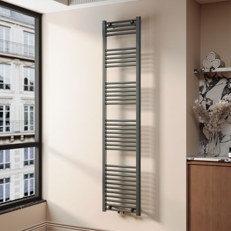 SONNI Radiadores Toalleros de Agua Radiadores Toalleros con Conexión Central Radiador Secador de Toallas de Agua Caliente Adecuado para Cuartos de Baño Antracita 180 x 40 cm