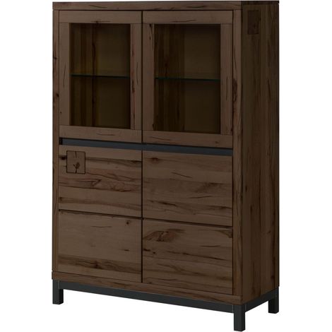 Vetrina in legno di faggio 103x40x148 oliato marrone tabacco VILLANDERS 202
