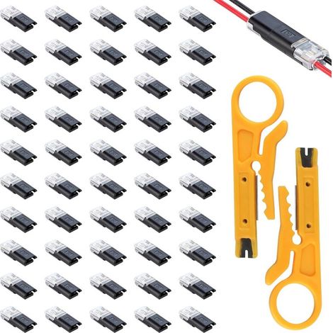 50 Pcs Connecteur Electrique Etanche, Connecteur Etanche 2 Fils, Connecteurs 2 Broches Rapide, Connecteurs à Fiche 18-22 AWG pour Câble de Voiture Véhicule Camion (1/5)