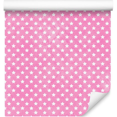 Papier peint à étoiles rose poudré, centre rose poudré 50x1000 cm (1/5)
