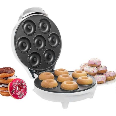 Machine à mini-donuts pour enfants - Électrique antiadhésive - Permet de réaliser 7 mini-donuts - Idéale pour le petit-déjeuner, le goûter et le dessert - Blanche (1/5)