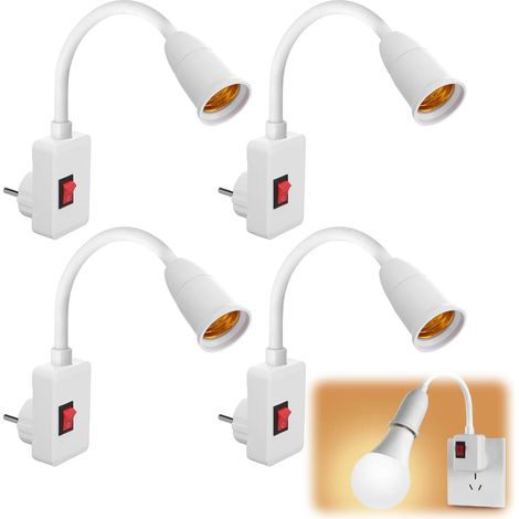 4 Pièces Support de Lampe E27: Base de Lampe de Table à LED avec Col de Cygne 360 Degrés, Pince E27 Câble Long avec Interrupteur Et Fiche, Sans Ampoule pour Plantes, Aquariums, Table (1/5)