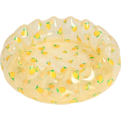 Piscine gonflable pour enfants en forme de vague Ø90 cm avec imprimé citron, piscine de jeu en PVC jaune transparent pour jeux de sable et d'eau intérieurs et extérieurs en été (1/5)