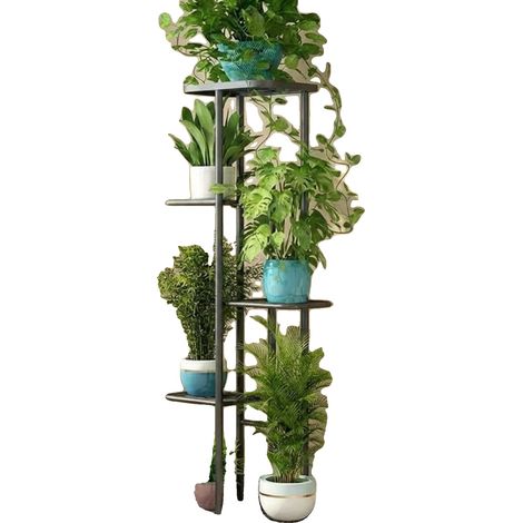 Soporte para plantas, estructura de 5 niveles, diseño que ahorra espacio, color gris. (1/2)