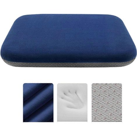 Coussin de chaise en mousse à mémoire de forme souple, antidérapant, pour chaises de bureau et véhicules, soulage la fatigue du bas du dos, bleu ciel (bleu marine). (1/5)