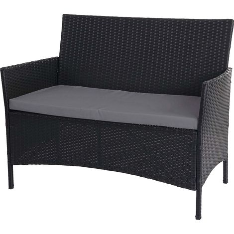 Poly-Rattan Gartenbank Hamar, Sitzbank Bank anthrazit, Kissen anthrazit
