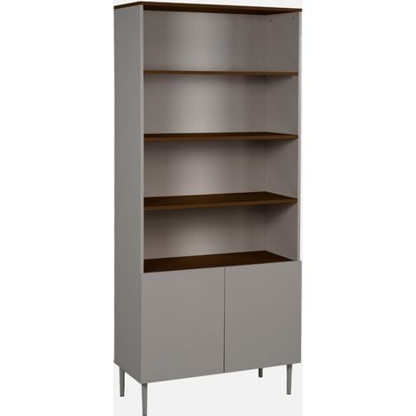 Libreria in metallo e decorazione in legno a 6 livelli