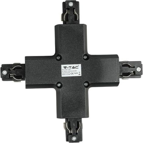 V-TAC Raccordo a X per Sistemi di Illuminazione a Binario Trifase Colore Nero