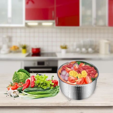 Cuiseurs vapeur,Multi fonction cuiseur à riz panier vapeur 304 acier inoxydable autocuiseur Anti brûlure - Type 6L 22cm X 12.2cm (1/4)