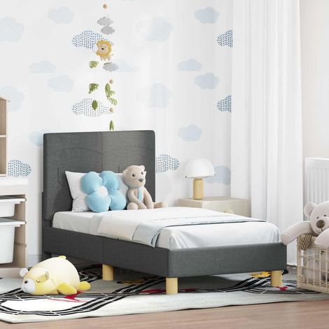 Kinderbettgestell mit Kopfteil Dunkelgrau 70 x 140 cm Stoff