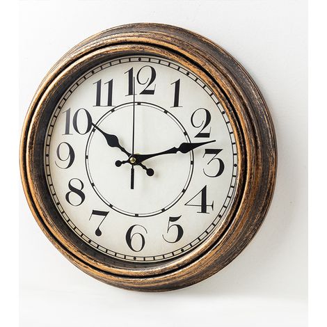 30cm-Rétro Horloge Horloge murale Salon Chambre à coucher Mode Pinceau Goutte d'Or Horloge créative Montre murale Horloge Quartz muette (1/2)