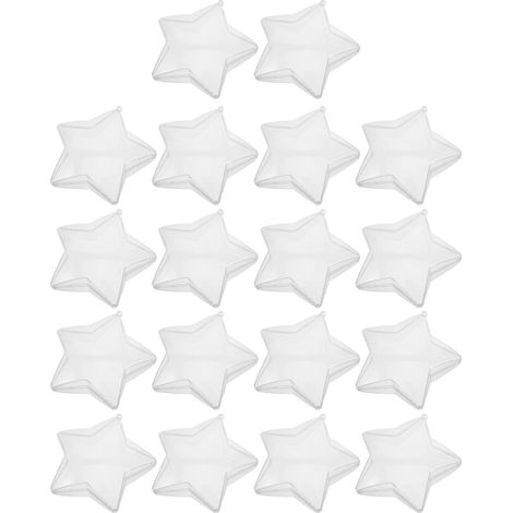 18 Pcs Boules de Noël Transparentes en Plastique Creuses à Remplir, Forme Étoile 5 Branches, Dimensions 103X103X43 MM, Lot de 18 Pièces, Décorations de Sapin Incassables à (1/5)