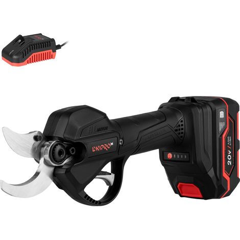 Dnipro-M Tronçonneuse sans fil 20 V + 20 V Lame sans balais 35 cm Chaîne 3/8" LP 19 m/s Huile de voiture 130 ml Kit 2 × 4 Ah + chargeur de frein de chaîne DCS-200BC