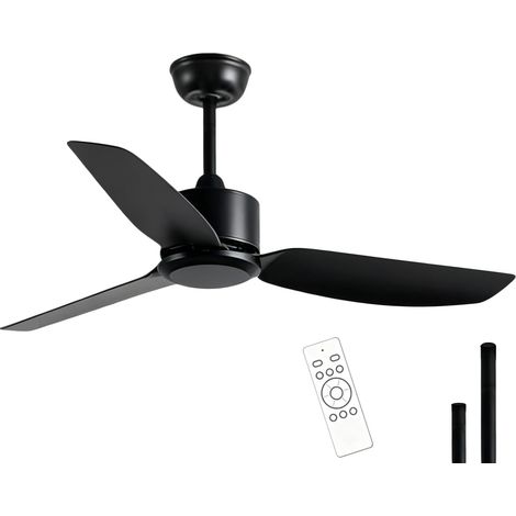 Deckenventilator ohne Beleuchtung mit 3 Flügeln, Fernbedienung, 6 Geschwindigkeiten, Reversierbetrieb und Timer, Moderner Ventilator für Wohnräume (1/5)