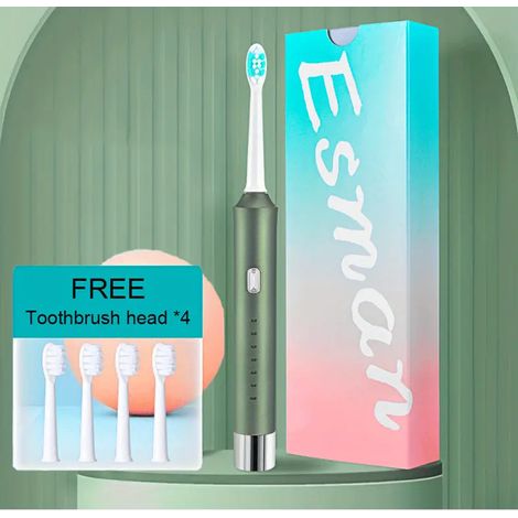 Brosse a dents ultrasonique rechargeable avec cinq têtes de rechange étanche IPX7 longue autonomie pour une hygiène parfaite