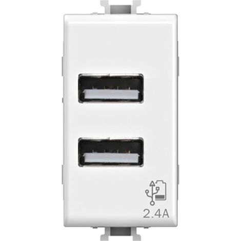 prise USB murale 2,4 A, compatible avec Bticino Matix, blanc (1/5)