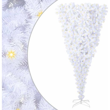 Sapin de Noël artificiel avec 300 lumières LED blanches, 240 cm de haut, en PVC et acier. (1/5)