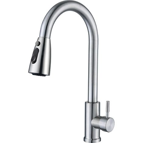 Mitigeur Cuisine Extractible Acier Inox 3 Modes Rotatif 360° (1/5)