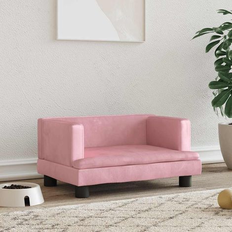 Lit pour chien Canapé chien design scandinave rose 60x40x30 cm velours 97886 (1/5)