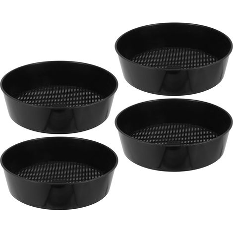 Lot de 4 Tamis à Sable de Jardin Ronds en Plastique Noir Maille Fine Résistante Outil de Filtration pour Terre Gravier et Compost Tamis Manuel Polyvalent pour Jardinage et (1/5)