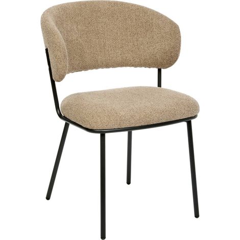 Lot de 2 fauteuils Alba en tissu beige pieds noirs L58xP54xH79 cm - Atmosphera créateur d'intérieur