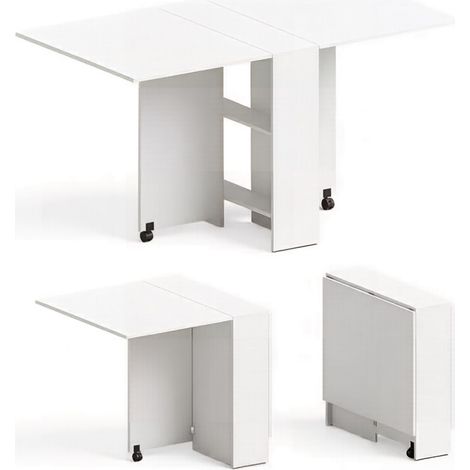 Mesa de comedor plegable con ruedas blanca de aglomerado MODENUIT (1/4)