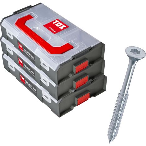 jeux de vis 3 et 3,5/4 / 4,5 et 5 mm, empreinte TX et filetage complet, 3 boîtes de rangement encliquetables avec un total de 18 tailles et 1460 vis à bois, 094909172 (1/4)
